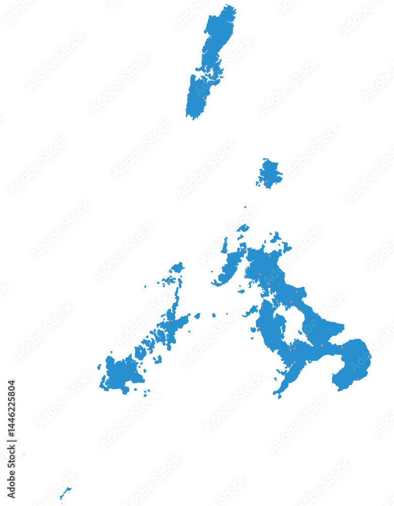 Obraz premium 長崎県 地図 ブルー 斑点 イラスト