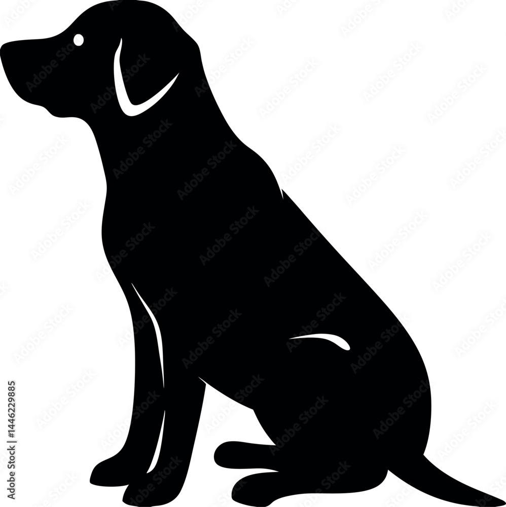 Obraz premium Sitting Dog Silhouette – Pet Animal Vector Clipart.