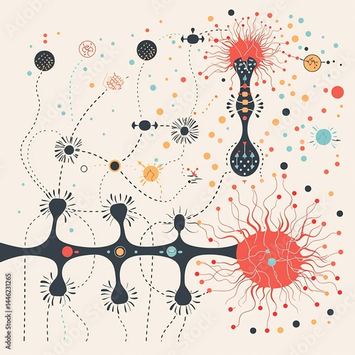 synthesis Minimalist graphic showing feedback inhibition in neurotransmitter photo