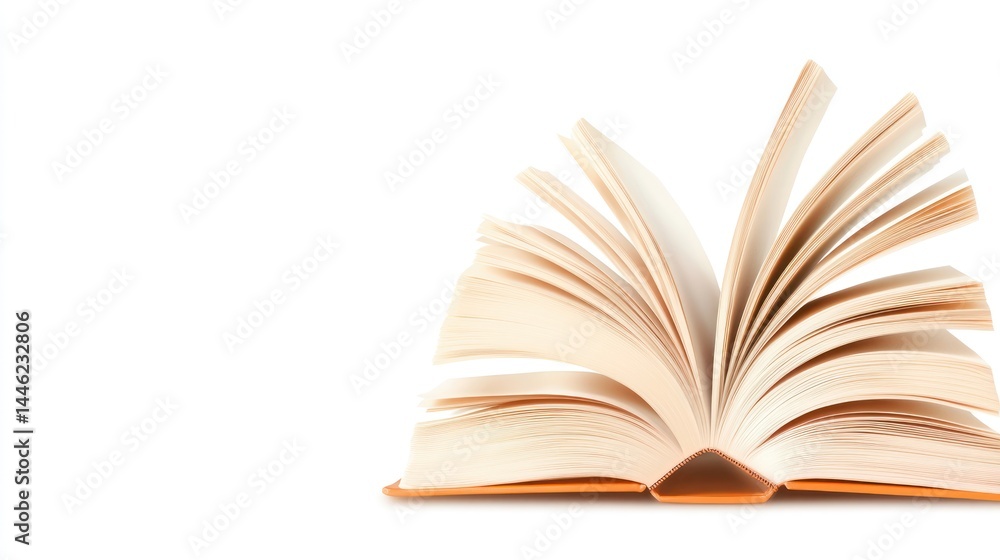 Fototapeta premium Open Book Pages Fanning Outward Displaying Knowledge