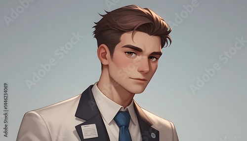 Young Man in Suit Portrait with Confident Expression