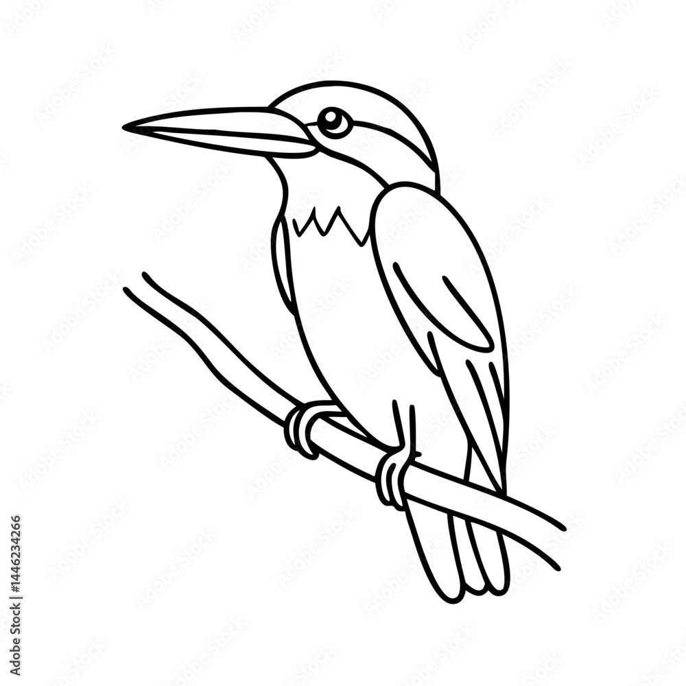 Obraz premium kingfisher perched on branch icon, kingfisher perched on branch vector illustration-simple illustration of kingfisher perched on branch, perfect for kingfisher perched on branch logos and icons