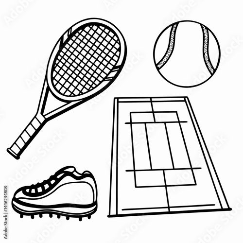 tennis racket and ball vector