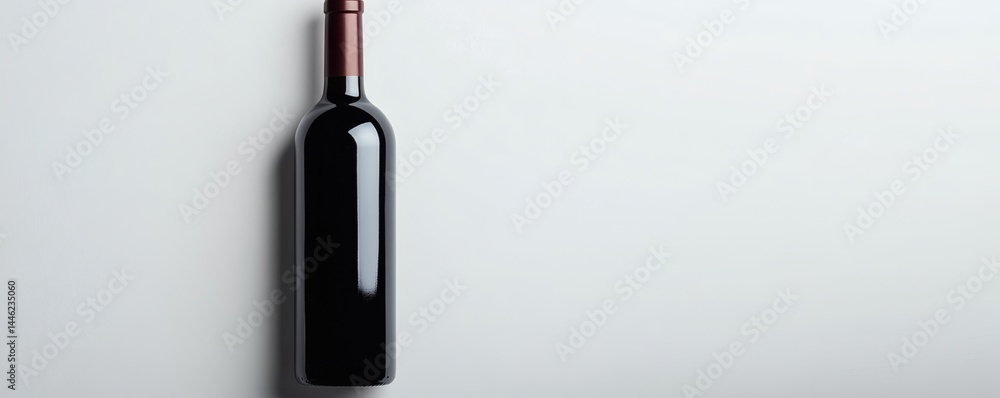 Fototapeta premium A single wine bottle standing upright on a clean white surface
