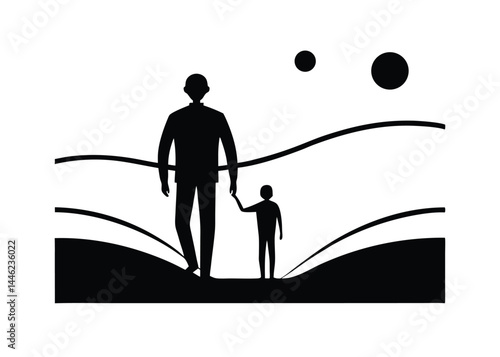 Father and Son Walking Silhouette