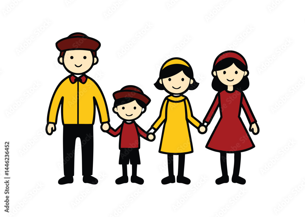 Happy Family Holding Hands Illustration Happy Family Holding Hands Illustration