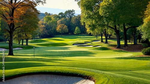 Picturesque golf course with autumnal trees and lush fairways golf course design recreation and peaceful nature scenes
