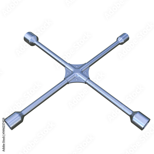 Lug Nut Wrench, 3d illustration isolated on white background