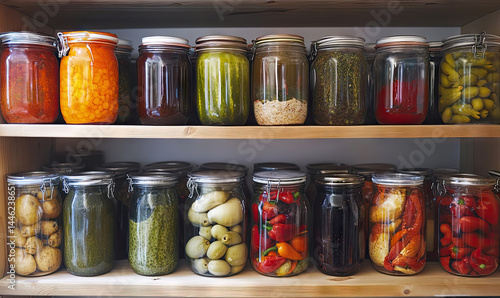 Preserved Delights: A Colorful Collection of Pickled Vegetables in Glass Jars for World Food Safety Day