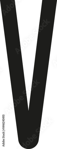Geometric long and condensed V-shaped line with rounded corners and a thick outline.