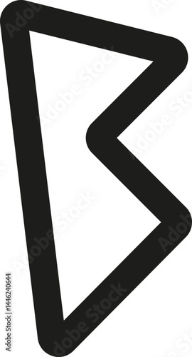 Geometric design featuring a B-shape with triangular lines, rounded corners, and thick outline.