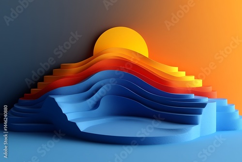 Obraz na płótnie Abstract sunset landscape, layered colors w salonie