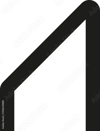 Geometric triangular shape with a thick outline, rounded corners, and line design.