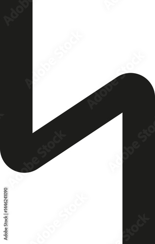 Geometric asymmetric zigzag design with a thick outline and rounded corners.