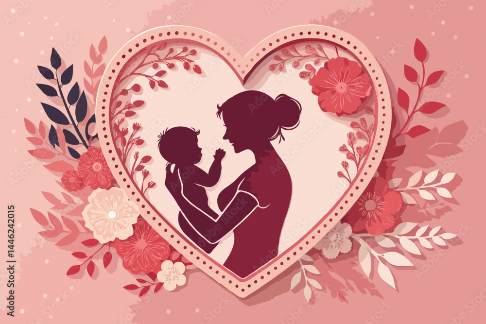Mother’s Day Silhouette Vector of Pregnant Woman with Baby Bump, Heart, and Family Love – Motherhood Illustration for Greeting Cards and Emotional Design Mother’s Day Silhouette Vector of Pregnant Woman with Baby Bump, Heart, and Family Love – Motherhood Illustration for Greeting Cards and Emotional Design