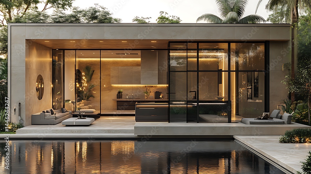 custom made wallpaper toronto digitalSpacious villa kitchen visible from scenic outdoor area high resolution image