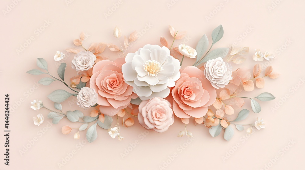 Pastel decorative elements, soft pink and white spheres on light background, perfect for event styling or invitations. Pastel decorative elements, soft pink and white spheres on light background, perfect for event styling or invitations.