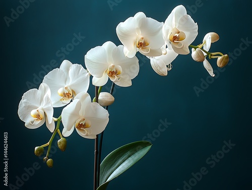 Elegant white orchids against a dark background