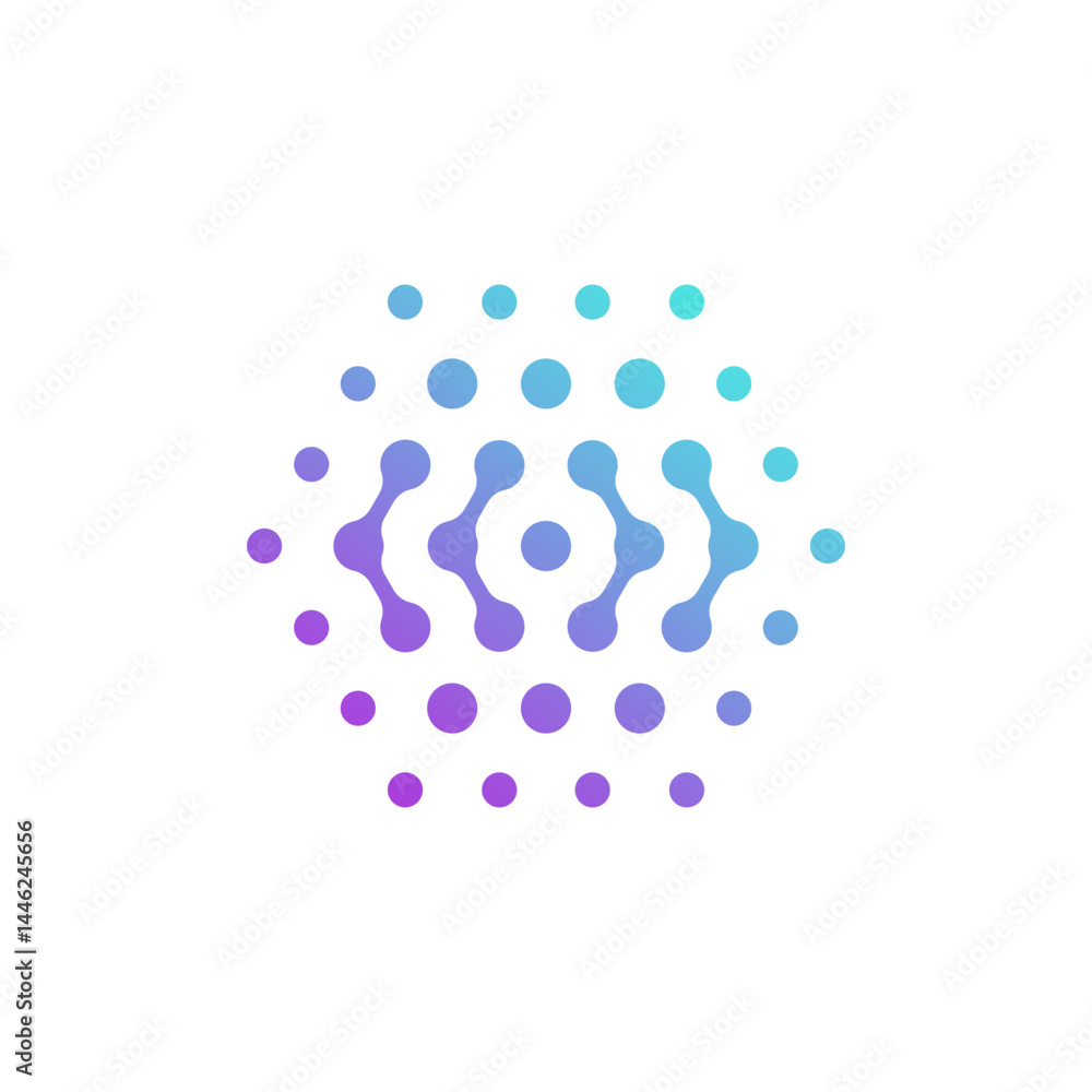 Creative Tech Science Symbol with Abstract Molecular Structure and Dots Creative Tech Science Symbol with Abstract Molecular Structure and Dots