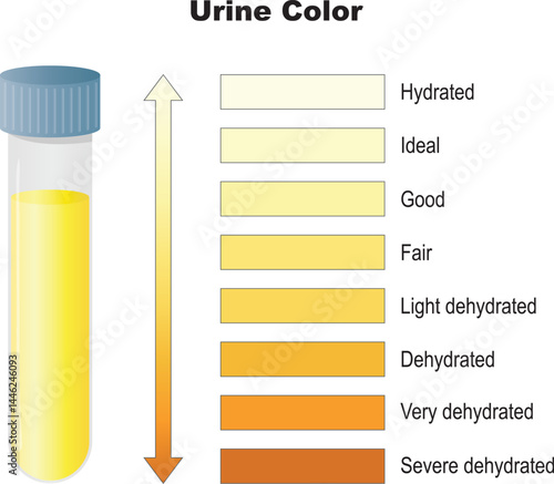 Urine Color. Evaluation chart of hydration and dehydration. vector illustration