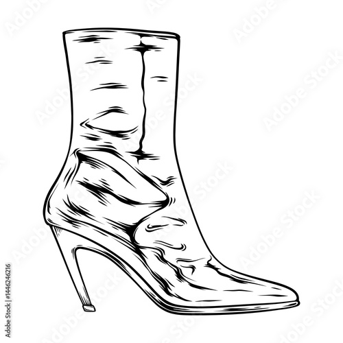 vector line art drawing illustration of a shoe