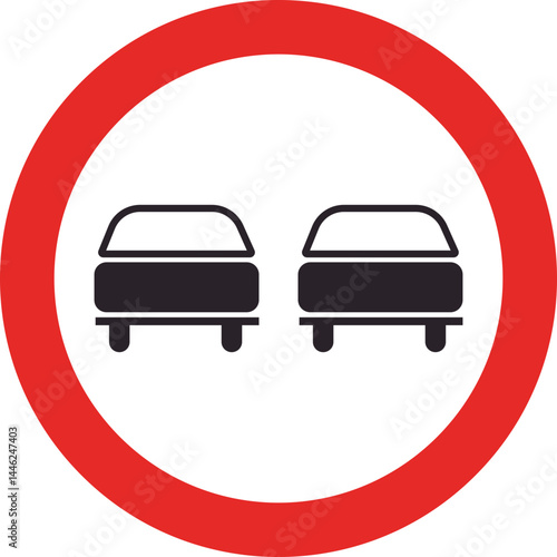 allowed overtake passing road traffic sign with red border.