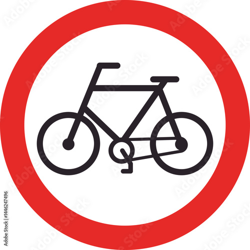 bike lane cyclist road traffic sign with contour red border.