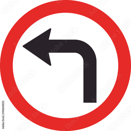Circular red-bordered road sign indicating that turning left is allowed.