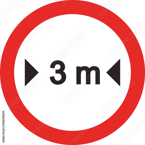 Red-bordered sign indicating a width limit of three meters for vehicles.