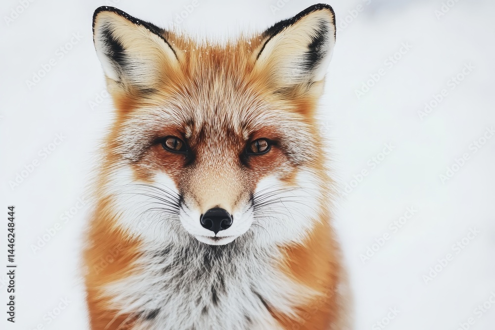 Obraz premium Watercolor Fox Close Up - A stunning close-up of a red fox, symbolizing wildness, cunning, beauty, adaptation, and resilience. The is perfect for nature lovers