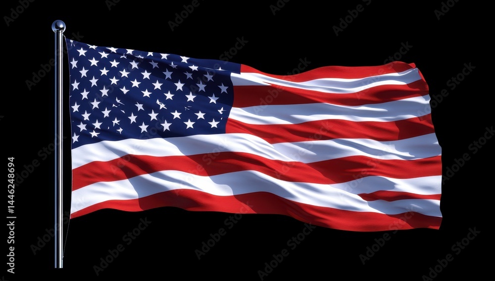 Obraz premium Majestic American Flag, A Proud National Symbol