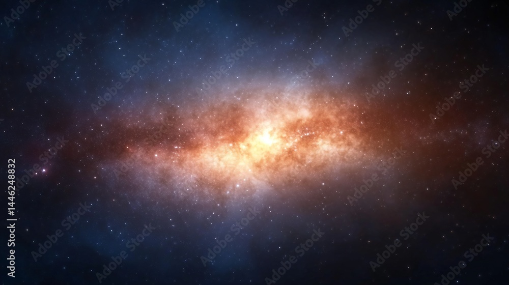 Fototapeta premium Vibrant cosmic scene, swirling galaxies and bright star clusters in deep space, ideal for sci-fi projects and wallpapers.