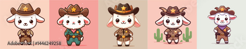 cute goat vector in sheriff costume