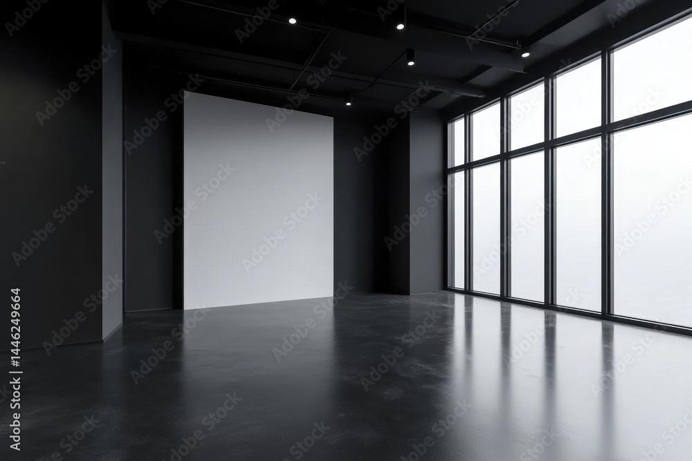 Fototapeta premium Modern Empty Office Space with Large Windows