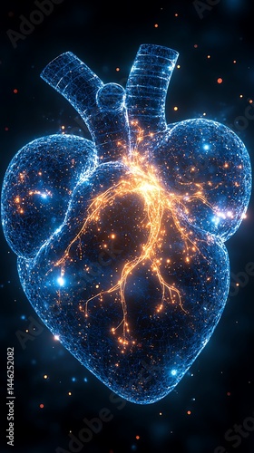 Obraz na płótnie Glowing anatomical heart, detailed structure w salonie