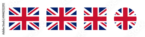 Vector illustration of the United Kingdom national flag, also known as the Union Jack, with a red, white, and blue cross design. Bold and iconic, ideal for educational, political, or international use