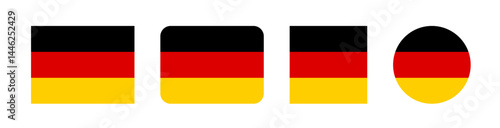 Vector illustration of the Germany national flag with three horizontal stripes in black, red, and gold. Clean, bold design, perfect for educational, political, or international use.