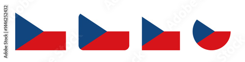 Vector illustration of the Czech Republic national flag with two horizontal stripes in white and red, and a blue triangle on the left side. Bold, simple design, ideal for political, educational, or in