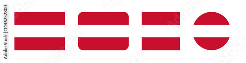 Vector illustration of Austria national flag with horizontal red and white stripes. Ideal for educational, historical, and cultural graphic design projects.