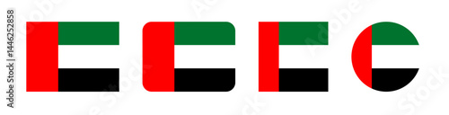 Vector illustration of United Arab Emirates national flag. Red, green, white, and black colors in a flat editable design with transparent background. Ideal for travel, education, and culture.