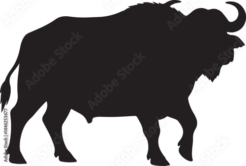 Cape Buffalo Vector Silhouette