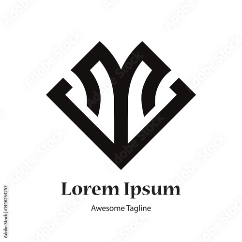 mv letter black logo design icon