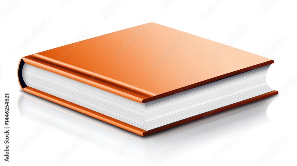 A Closed Orange Hardcover Book on White Background A Closed Orange Hardcover Book on White Background