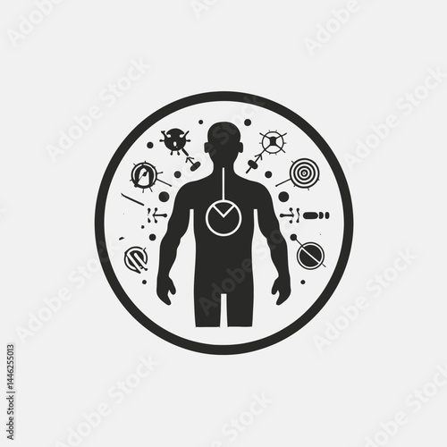 Human body immune system health medical science biology virus protection healthcare anatomy illustration