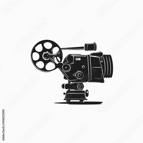 Vintage movie camera film projector cinema retro video antique equipment old studio entertainment art design