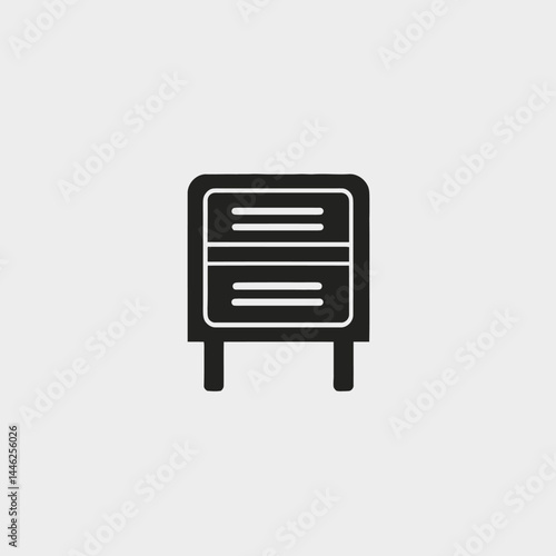 Furniture cabinet drawer storage black minimalist design modern bedside table nightstand home decor icon art