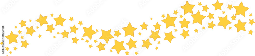 Obraz premium Golden star wave border vector with sparkling decorative pattern for celebration banners and festive design backgrounds art