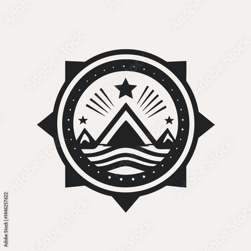 Mountain star design vector graphic adventure outdoor nature travel peak badge logo illustration emblem