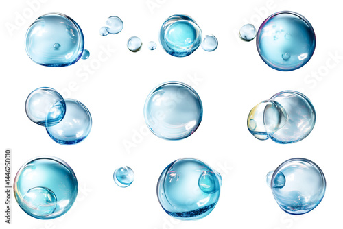 Wallpaper Mural Sparkling Blue Bubbles Floating in Air Serenity and Purity Torontodigital.ca