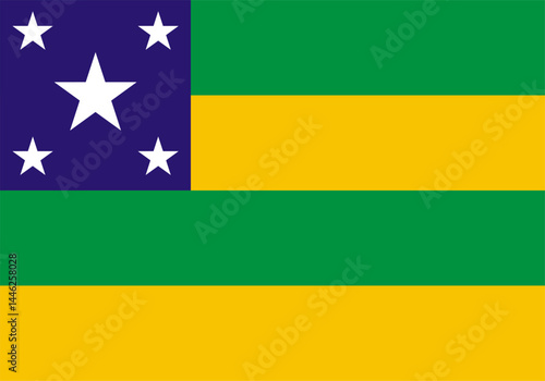 The flag of Sergipe state, Brazil, depicted with accurate proportions and official colors. Vector illustration.